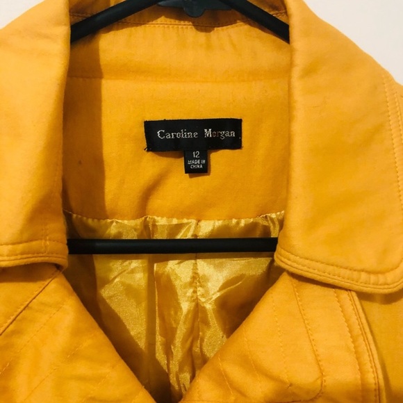 CAROLINE MORGAN Mustard Yellow Trench Coat, Jacket, Tieup waist, Pockets Size 12 - Picture 5 of 5